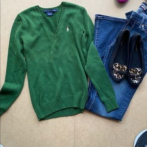 Ralph Lauren green v neck sweater